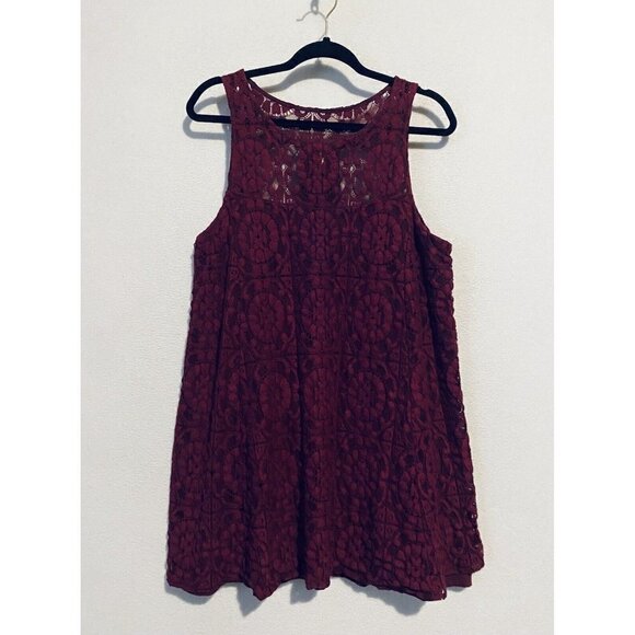 Free People Dress Womens Medium A-Line Sleeveless Crochet Lace Cut Out Back Boho - Picture 2 of 8
